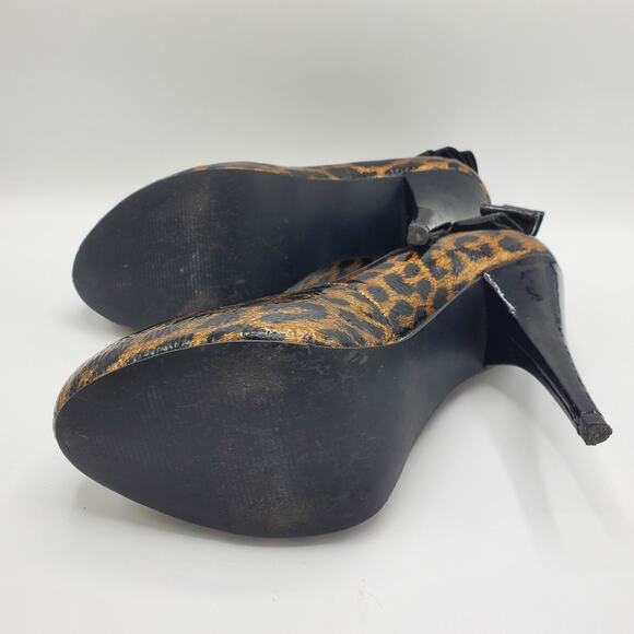 Steve Madden Pump High Heel Shoe Leopard Animal Print Accent Bow Women's Size 7 - Picture 5 of 7